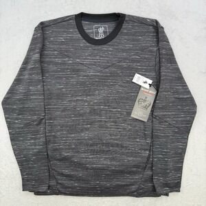 Royal Blue Shirt Mens Long Sleeve T-Shirt Charcoal Marled Zippers‎ Tee 2XL